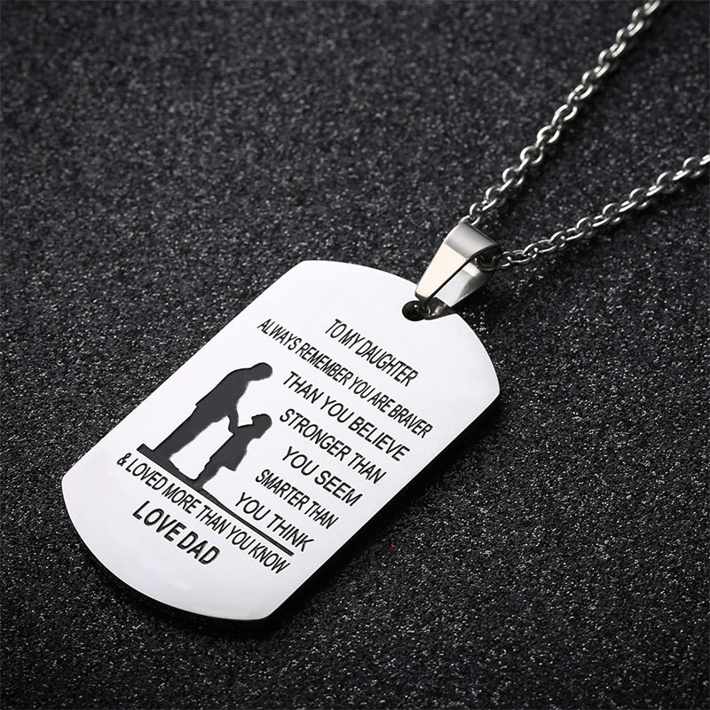 TO MY SON Stainless Steel Pendant Necklaces Engrave Name Love Dad Mum ID Tag Necklaces Customized  Jewelry