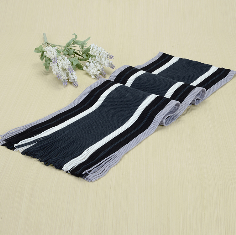 Knitted Warmth And Color Matching Striped Men&#39;s Scarf