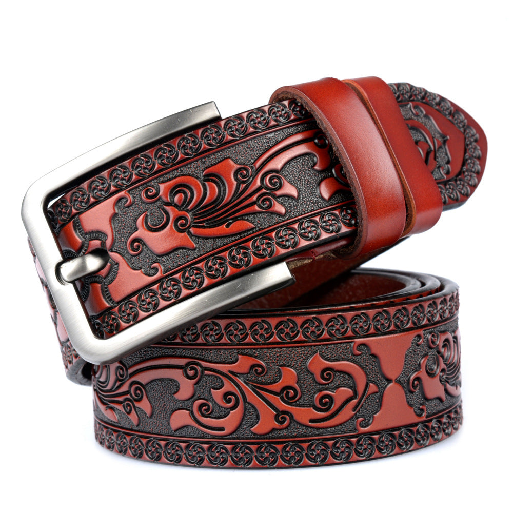 Carved craft men&#39;s belt