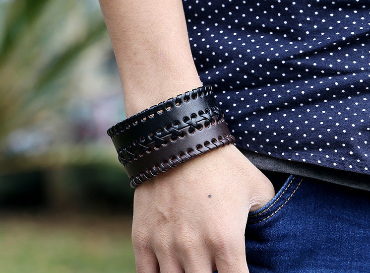 Vintage punk leather bracelet