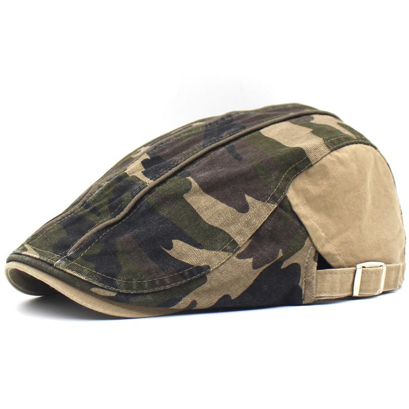 Men&#39;s Camouflage Washed Cotton Flat Brim Beret
