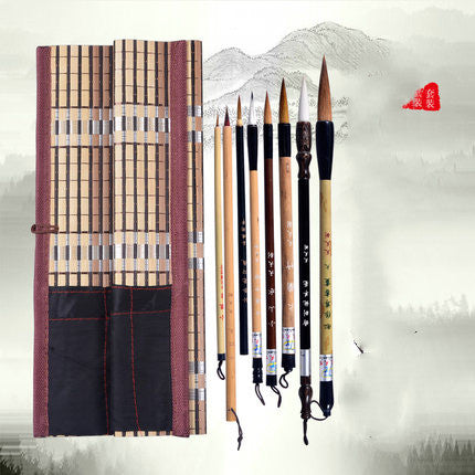 5 Piece Bamboo Chinese Traditional Calligraphy Brush Set