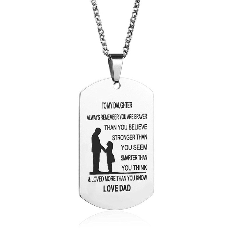 TO MY SON Stainless Steel Pendant Necklaces Engrave Name Love Dad Mum ID Tag Necklaces Customized  Jewelry