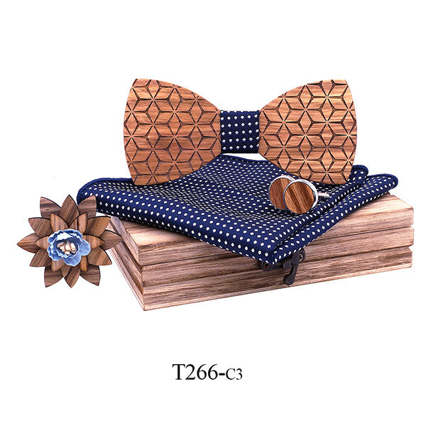 British business suit handmade wooden bow tie