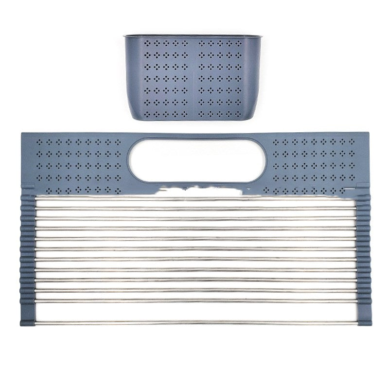 Folding Stainless Steel Storage And Draining Dish Rack