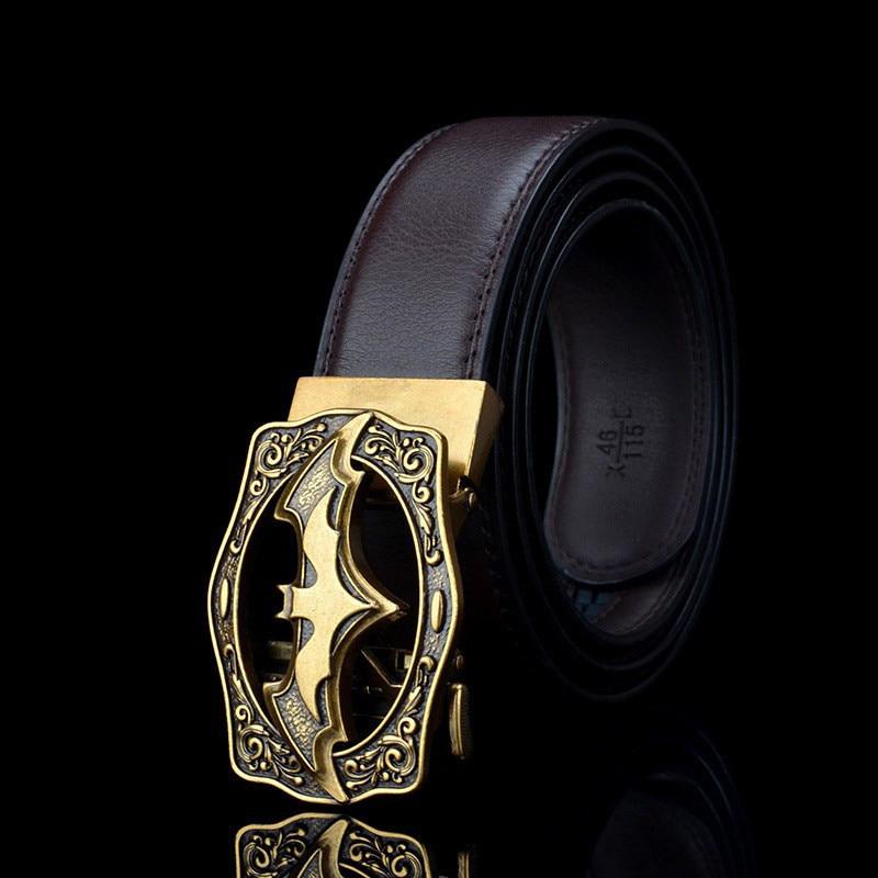 New Style Men&#39;s Casual Belt Bat Buckle Antique Automatic Buckle Belt