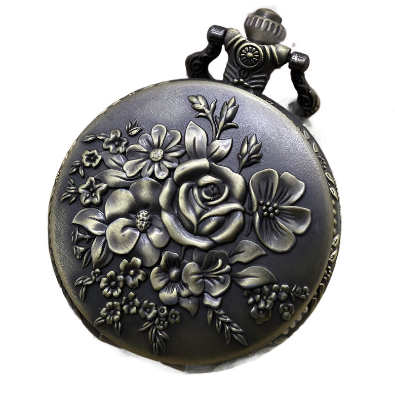 Variety Of Creative Retro Petal Pattern Quartz Large Pocket Watch