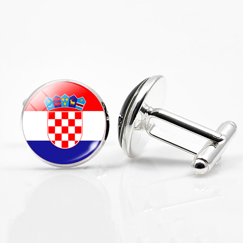 National Flags of the World Series Time Gem Cufflinks Jewelry