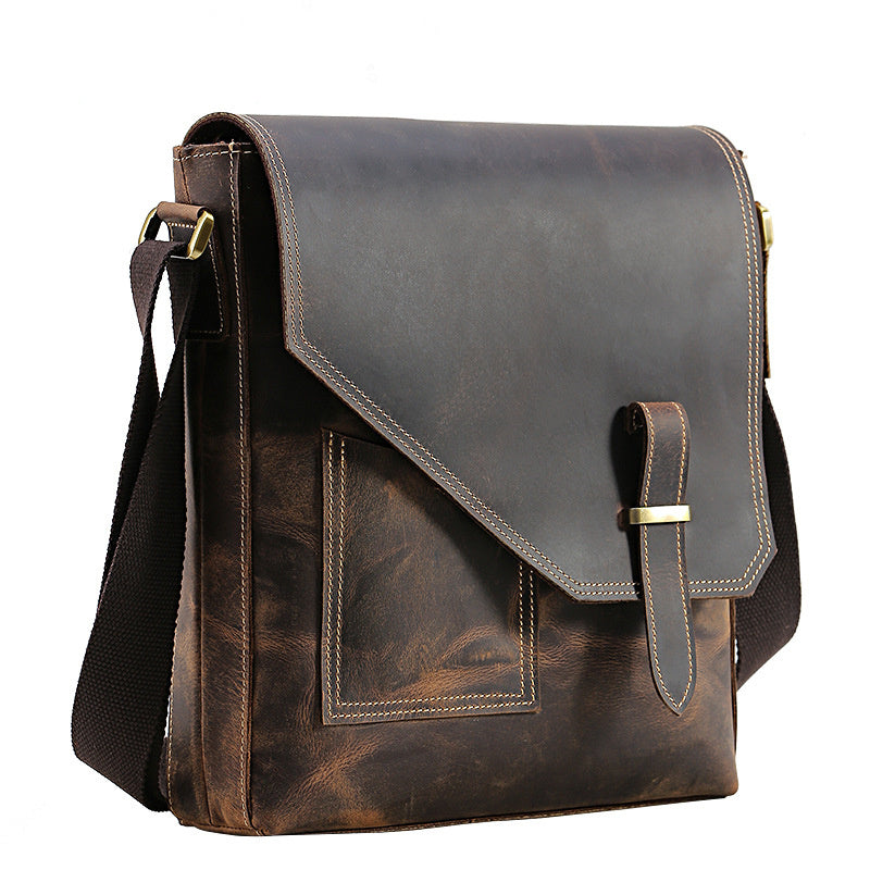 Top Layer Cowhide One-shoulder Casual Leather Men&#39;s Bag