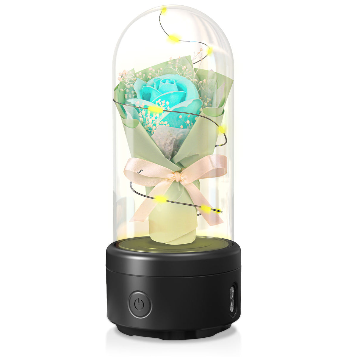 Creative 2 In 1 Bouquet LED Light And Bluetooth Speaker Mother&#39;s Day Gift Rose Luminous Night Light Ornament In Glass Cover