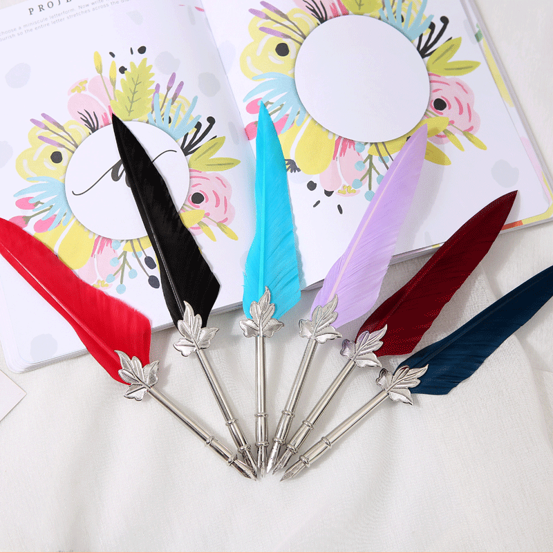 Vintage feather pen set