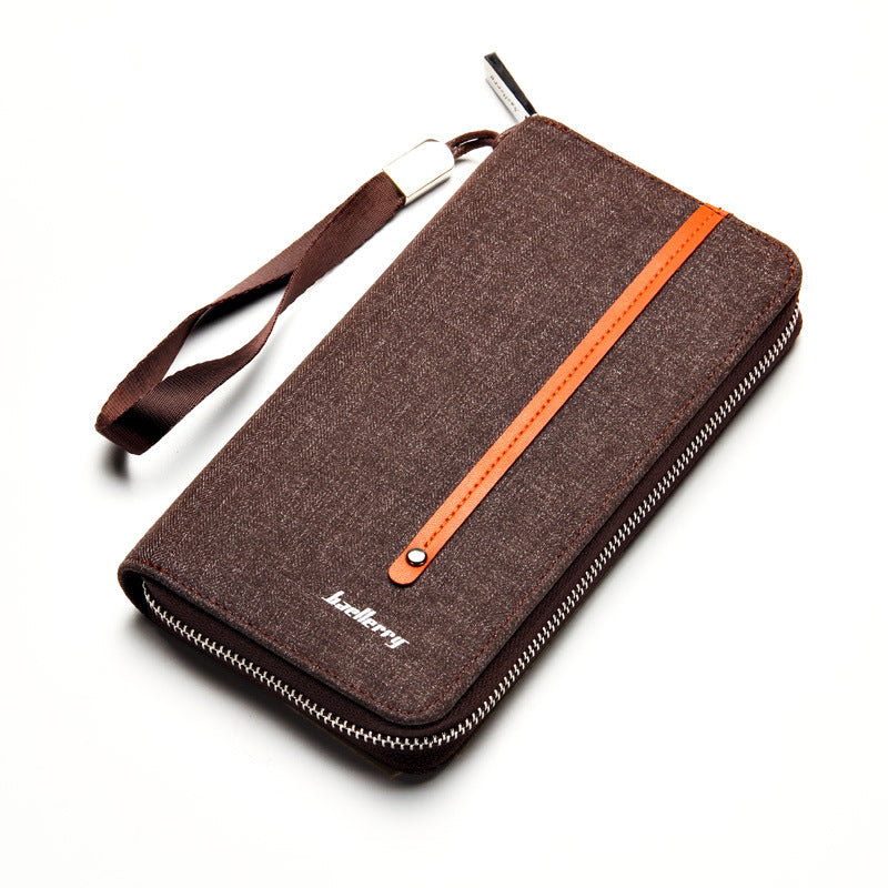 Men&#39;s Long Wallet Multi-Card Canvas Zipper Clutch