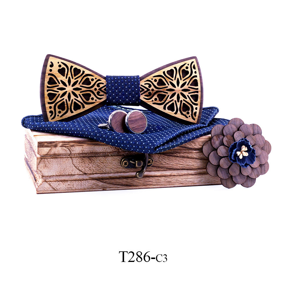 Suit dress solid wood bow tie