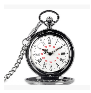 Large black classic Roman word double pocket watch Vintage necklace Men&#39;s and women&#39;s antique pocket watch