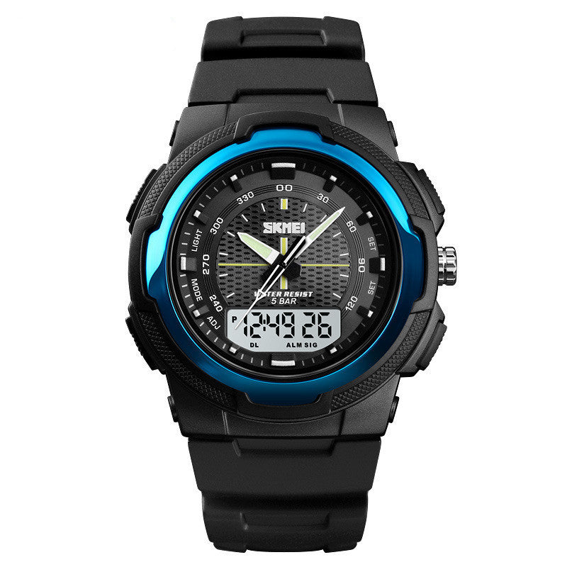 Men&#39;s Electronic Double Display Rubber Watch