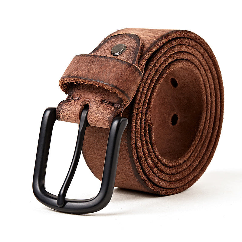 Men&#39;s Head Leather Frosted Belt