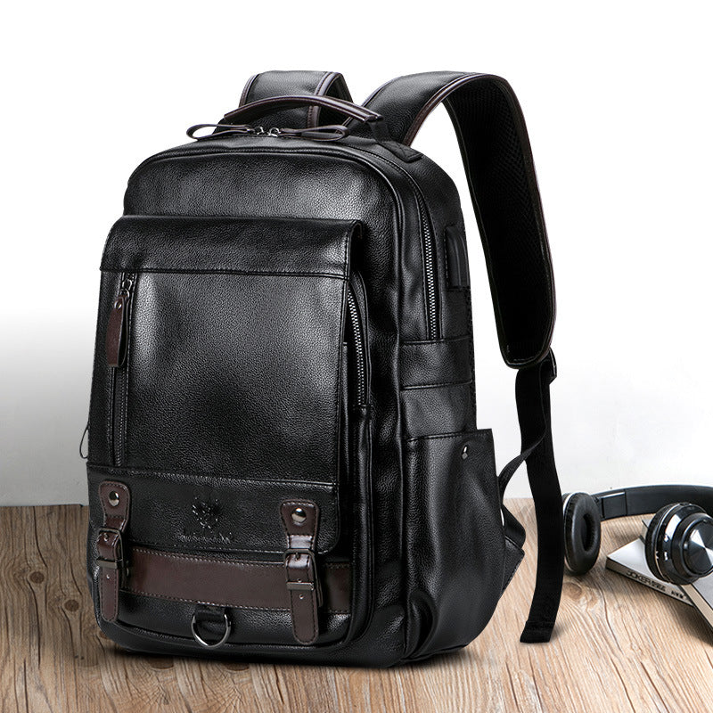 Men&#39;s Travel Leather Computer Backpack