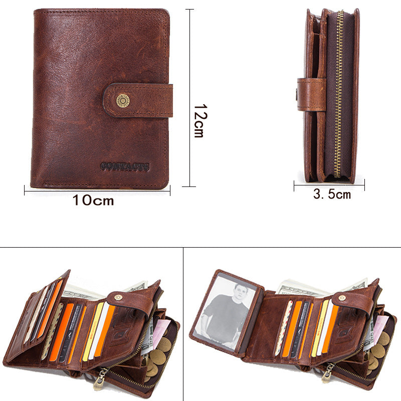 RFID cowhide multifunctional men&#39;s wallet