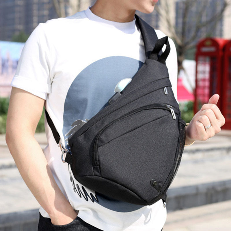 Men&#39;s Chest Bag Large Capacity Water Cup Storage Bag Travel USB Bag