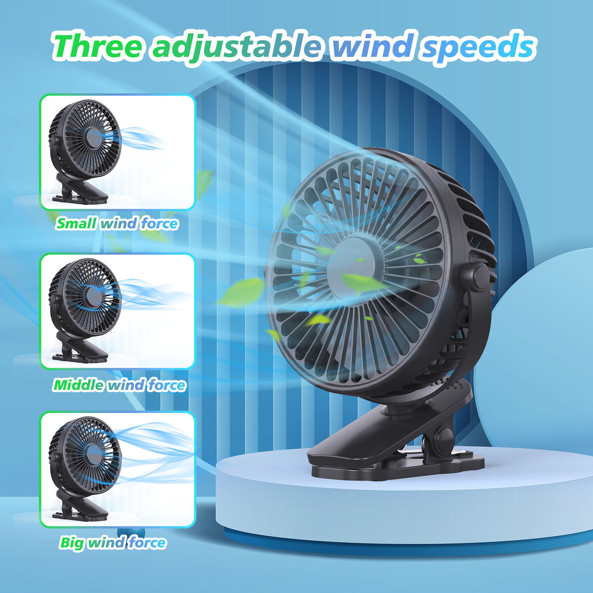 Portable Clip On Fan Battery Operated, Small Powerful USB Desk Fan, 3 Speed Quiet Rechargeable Mini Table Fan, 360 Rotate Cooling Fan For Home Office Travel Outdoor&amp;Indoor Treadmill