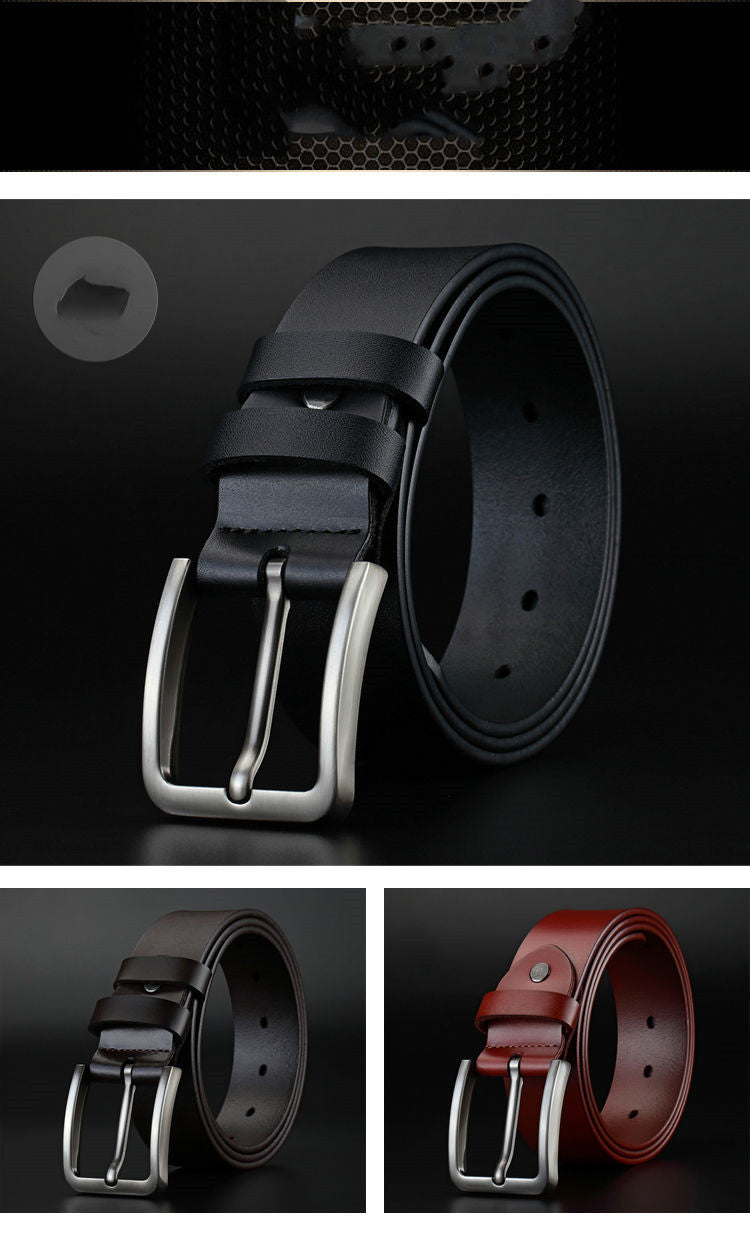 Men&#39;s single-layer leather perforated belt