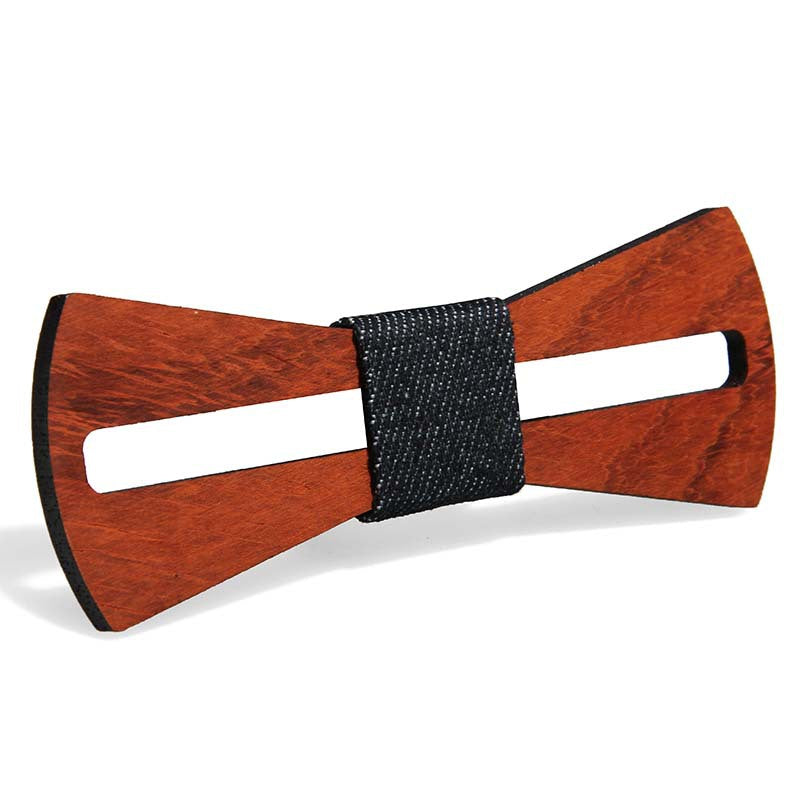 Green hand collar red pear solid wood bow tie