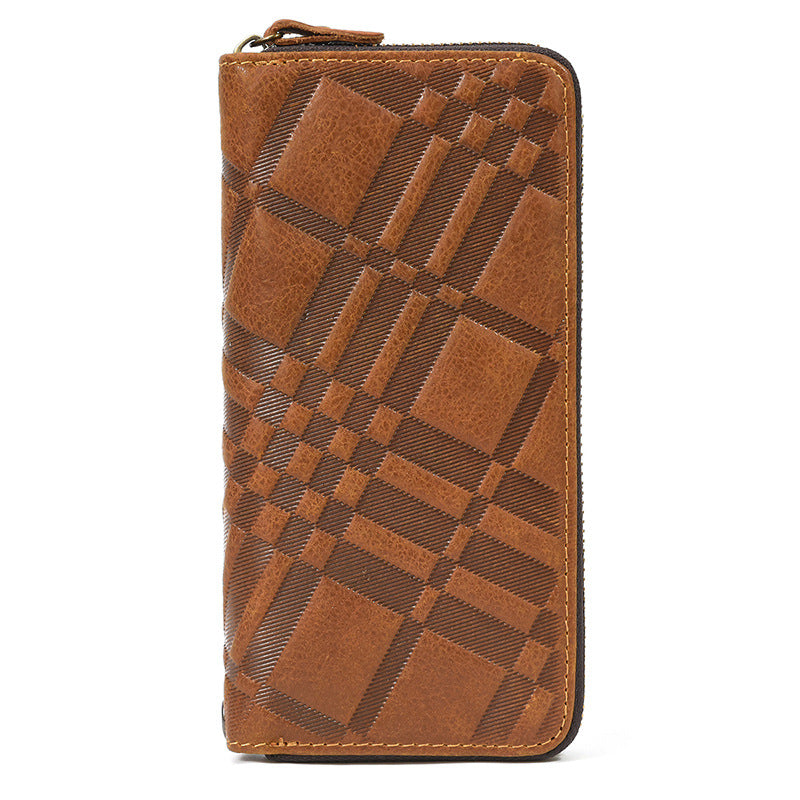 Retro Men&#39;s Crazy Horse Leather Long Wallet