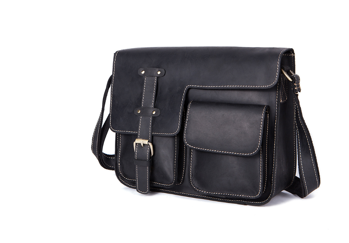 Retro Crazy Horse Leather Men&#39;s Crossbody Shoulder Crossbody Bag