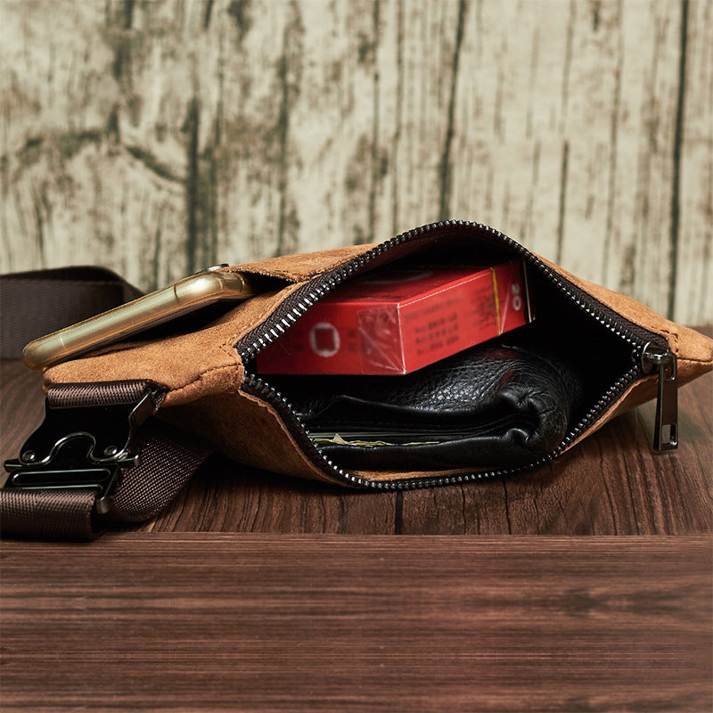 Leather men&#39;s chest bag