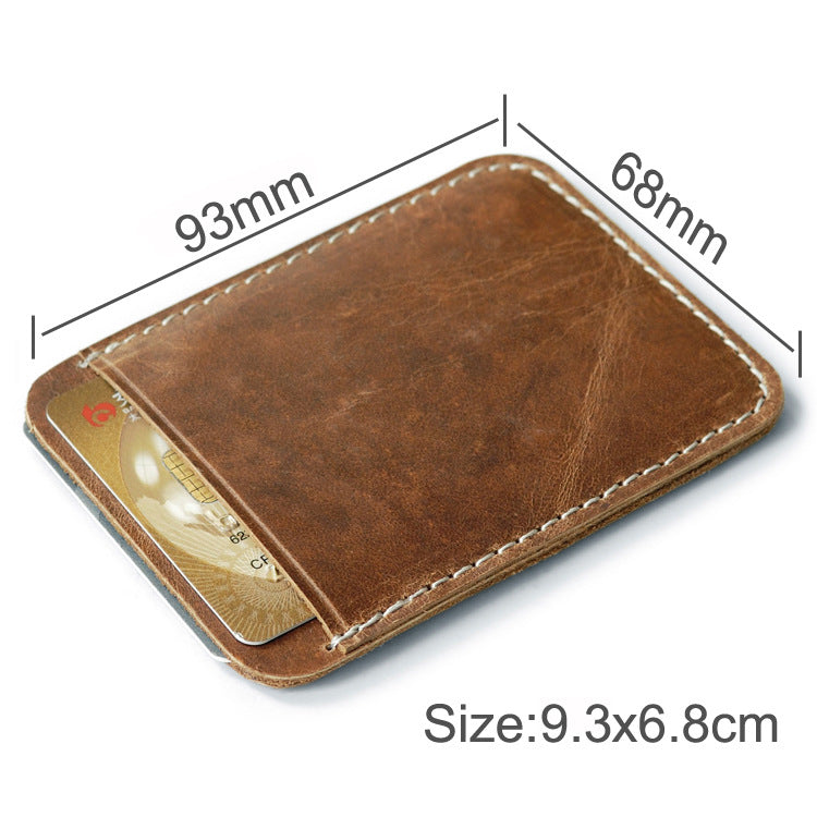 Vintage oil wax leather metal dollar card holder
