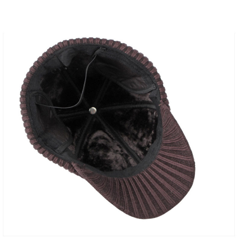 Men&#39;s Winter Leather Earflaps Warm PU Thickened Baseball Cap Hat