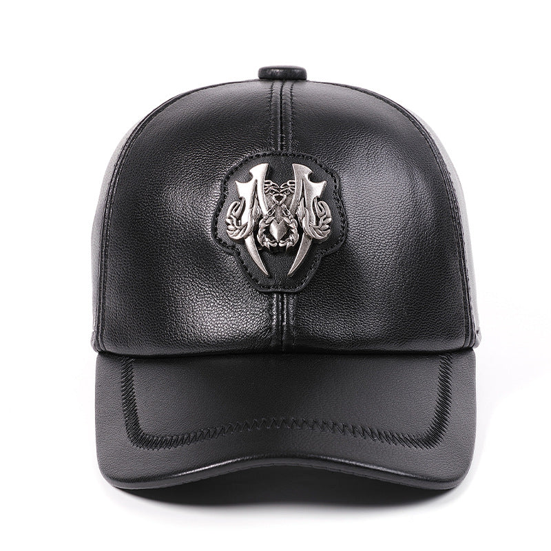 Genuine Leather Peaked Cap Men&#39;s And Women&#39;s Casual Goat Skin