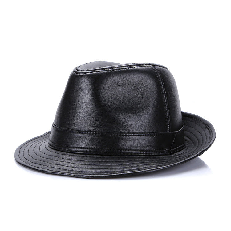 Men&#39;s Fashion Casual Authentic Leather Sheepskin Top Hat