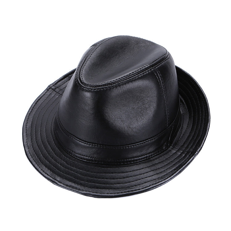 Men&#39;s Fashion Casual Authentic Leather Sheepskin Top Hat
