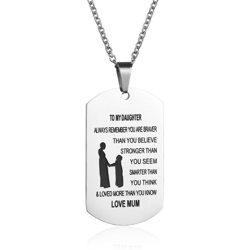 TO MY SON Stainless Steel Pendant Necklaces Engrave Name Love Dad Mum ID Tag Necklaces Customized  Jewelry