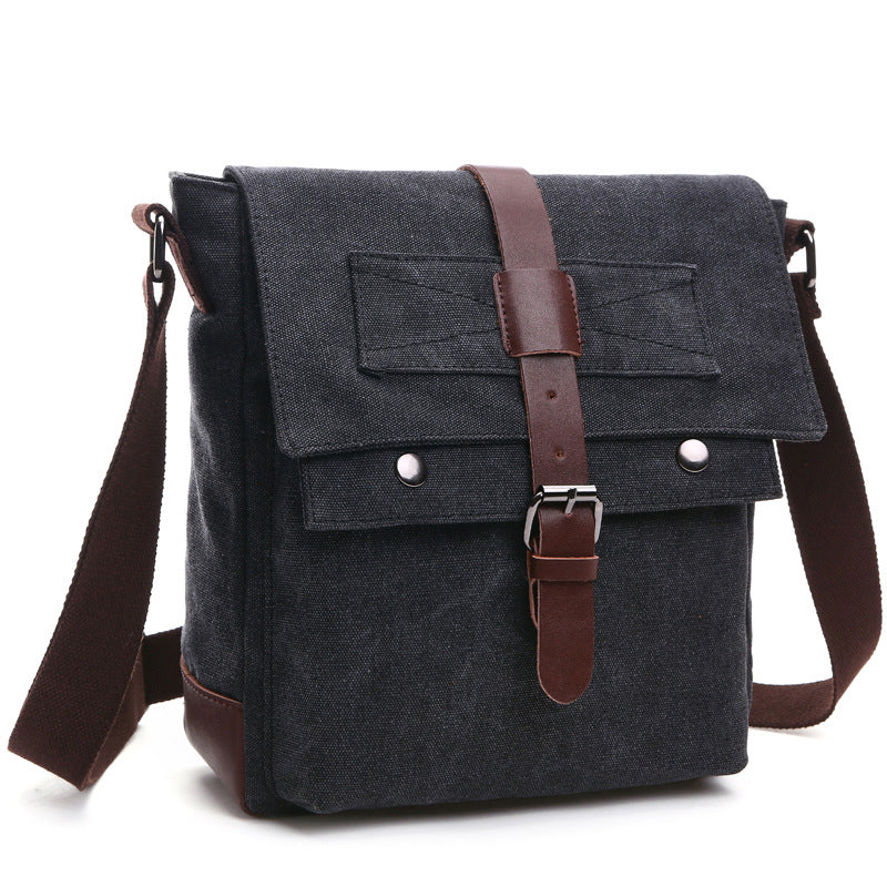 New version of Korean fashion casual canvas bag, practical business single shoulder oblique cross bag, men&#39;s Retro schoolbag