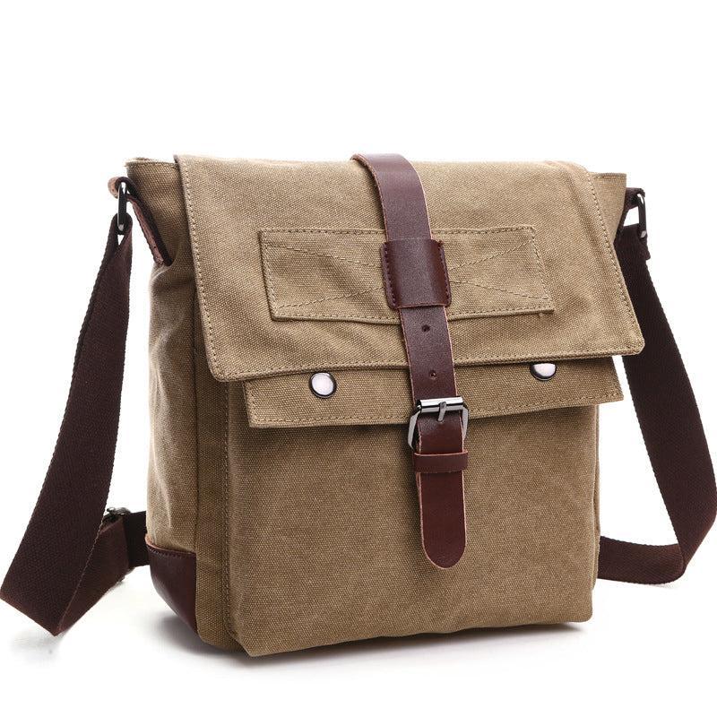 New version of Korean fashion casual canvas bag, practical business single shoulder oblique cross bag, men&#39;s Retro schoolbag