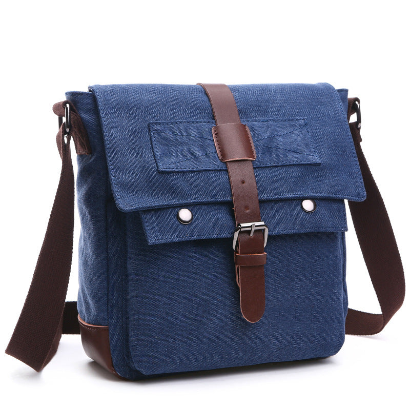 New version of Korean fashion casual canvas bag, practical business single shoulder oblique cross bag, men&#39;s Retro schoolbag