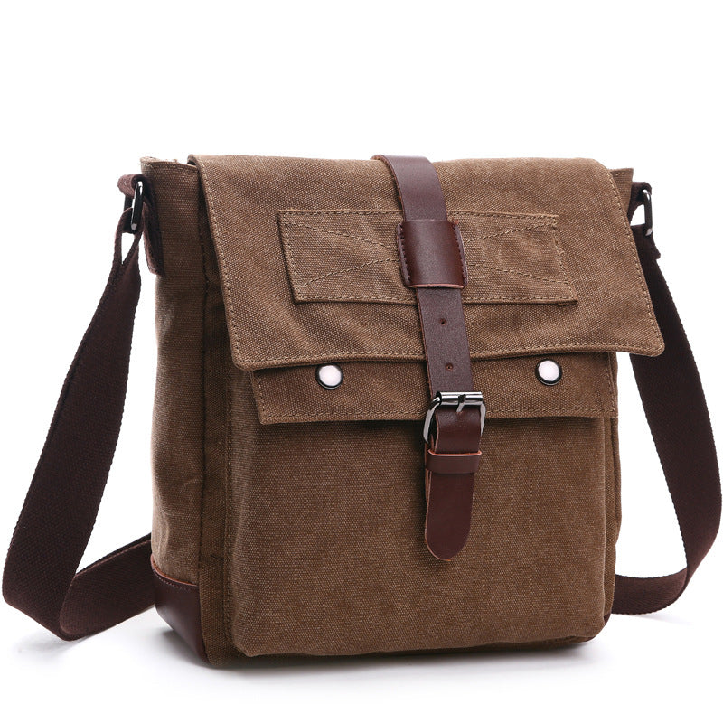 New version of Korean fashion casual canvas bag, practical business single shoulder oblique cross bag, men&#39;s Retro schoolbag
