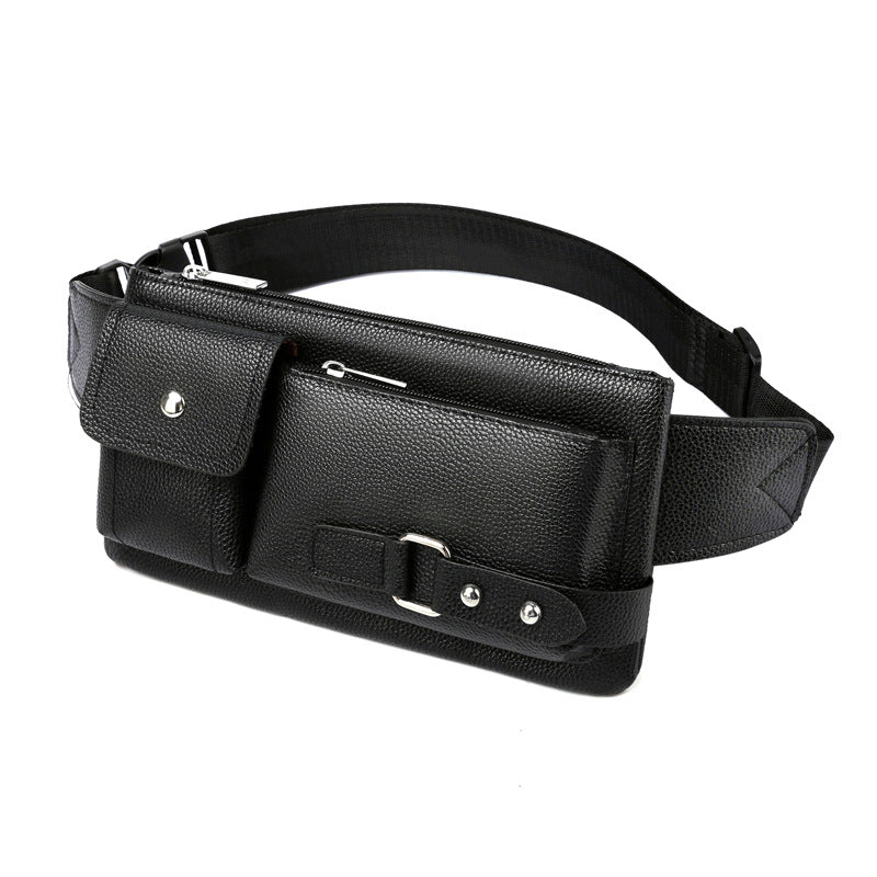 Men&#39;s Belt Bag Classic Solid Color PU Leather Waist Bag Outdoor Leisure Travel Fanny Pack Purse