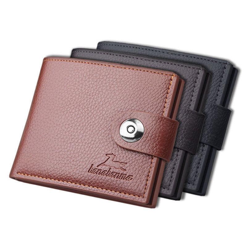 Men&#39;s wallet with a retro short clasp