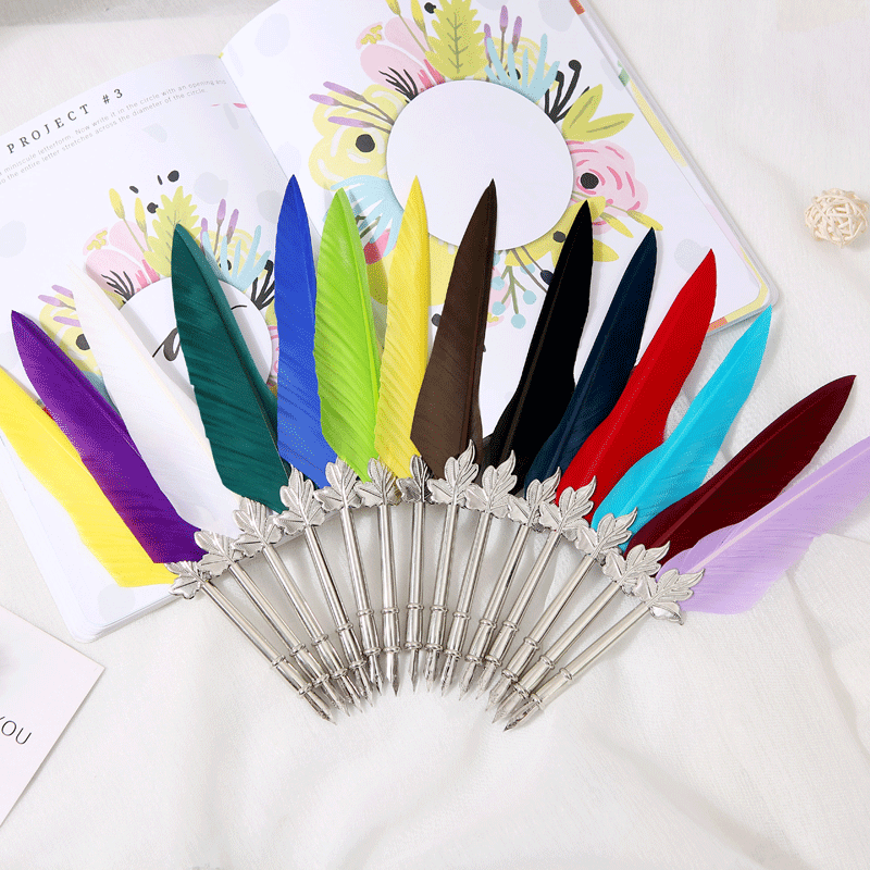 Vintage feather pen set