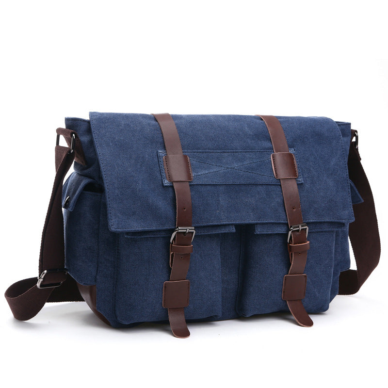 New version of Korean fashion casual canvas bag, practical business single shoulder oblique cross bag, men&#39;s Retro schoolbag