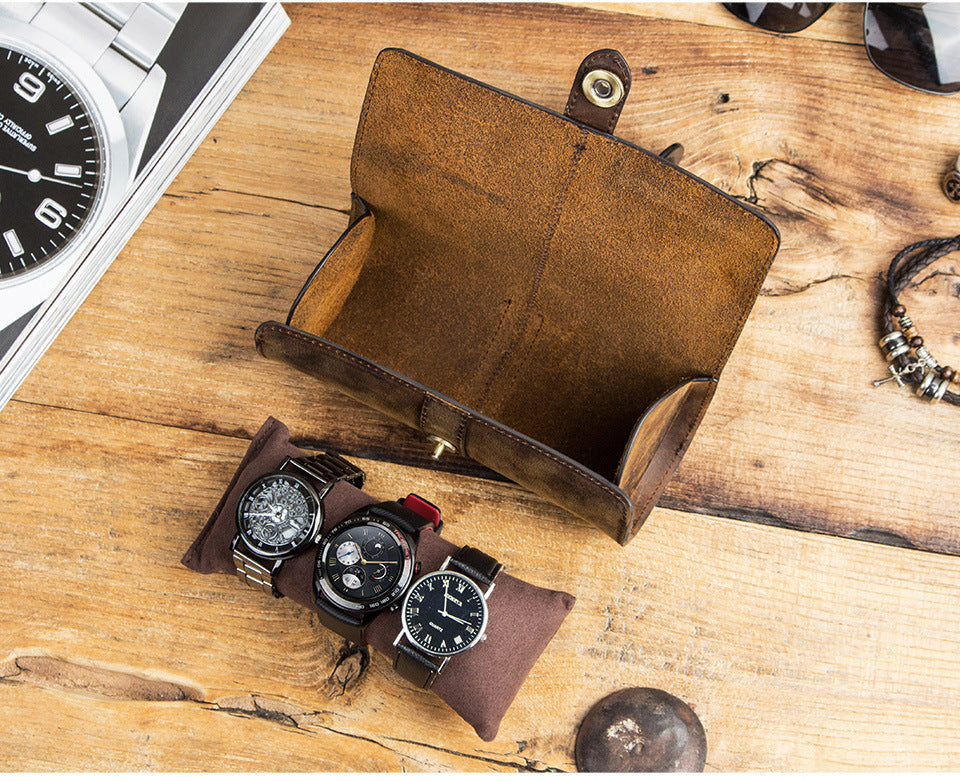 Retro leather watch boxes