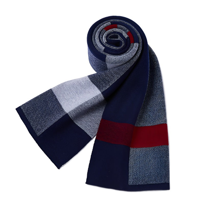 Plaid knitted wool scarf