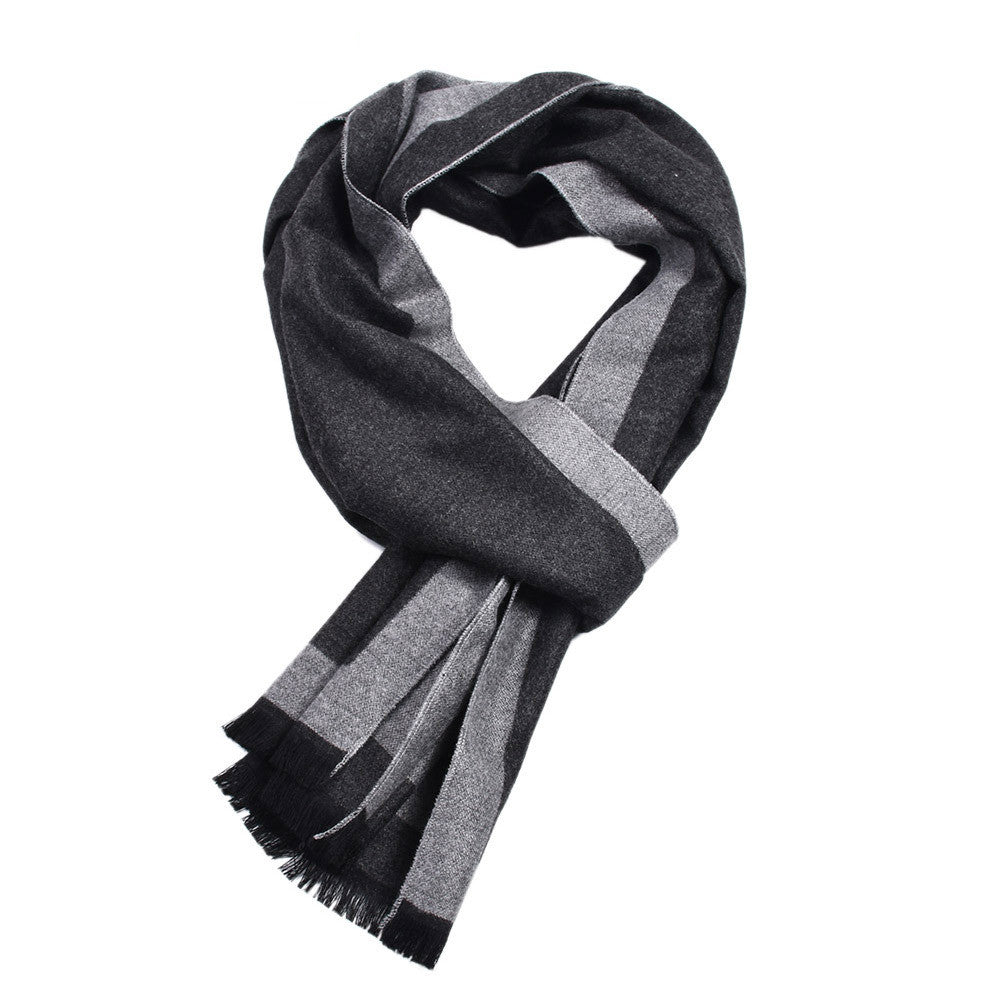 Fashionable Men&#39;s Cashmere Warm Contrast Scarf
