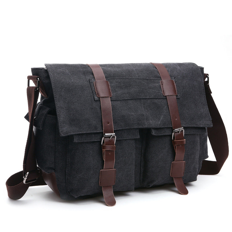 New version of Korean fashion casual canvas bag, practical business single shoulder oblique cross bag, men&#39;s Retro schoolbag
