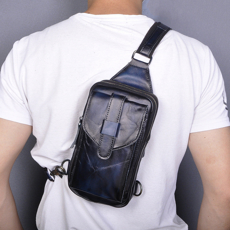 Chest bag double compartment large capacity men&#39;s bag