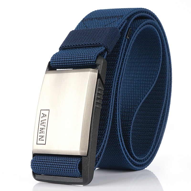 Automatic buckle elastic canvas belt