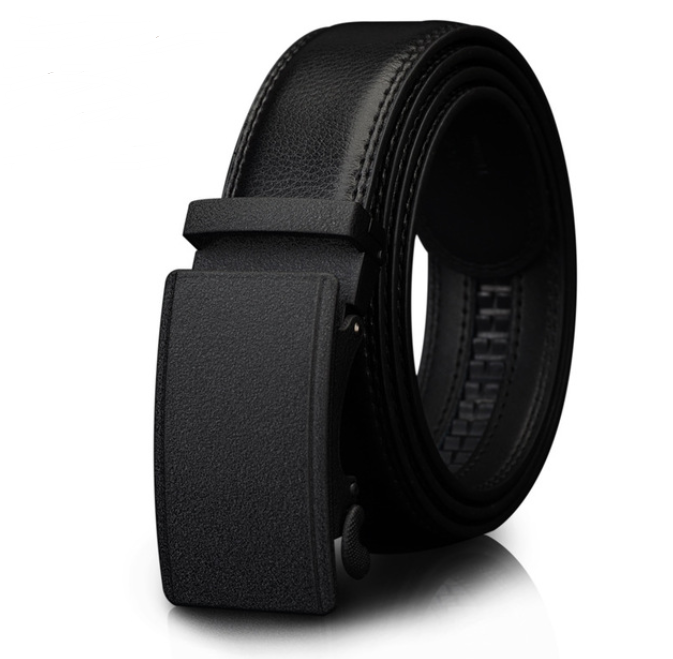 Men&#39;s leather belt with automatic buckle